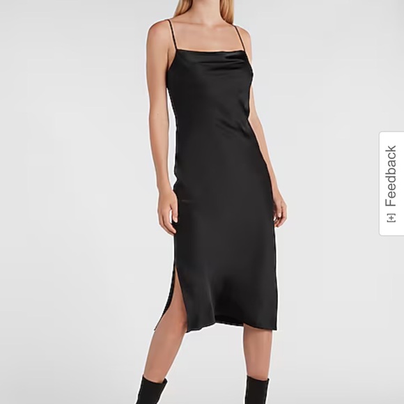 Express Dresses & Skirts - Express satin cowl midi Black Slip Dress